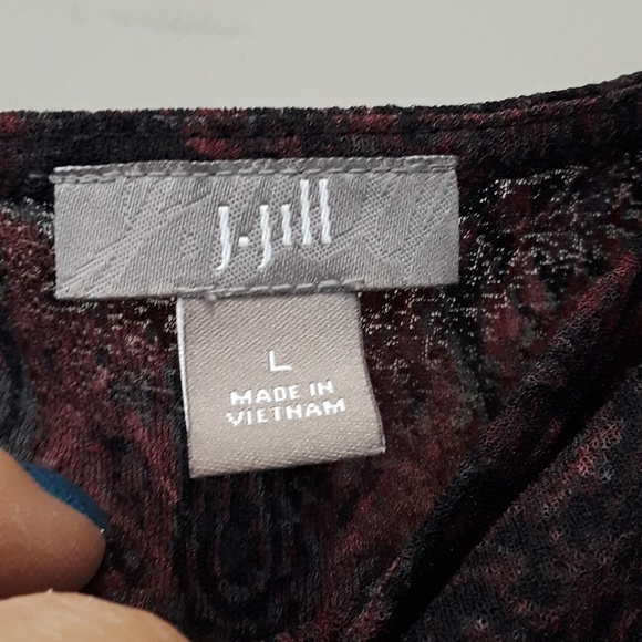 J. Jill 3/4 sleeve leaf print jersey knit top L - Picture 2 of 6